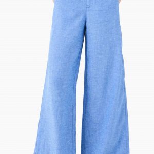 Rumba Leinen breite Beinhose in blauer Mischung 7803901149244