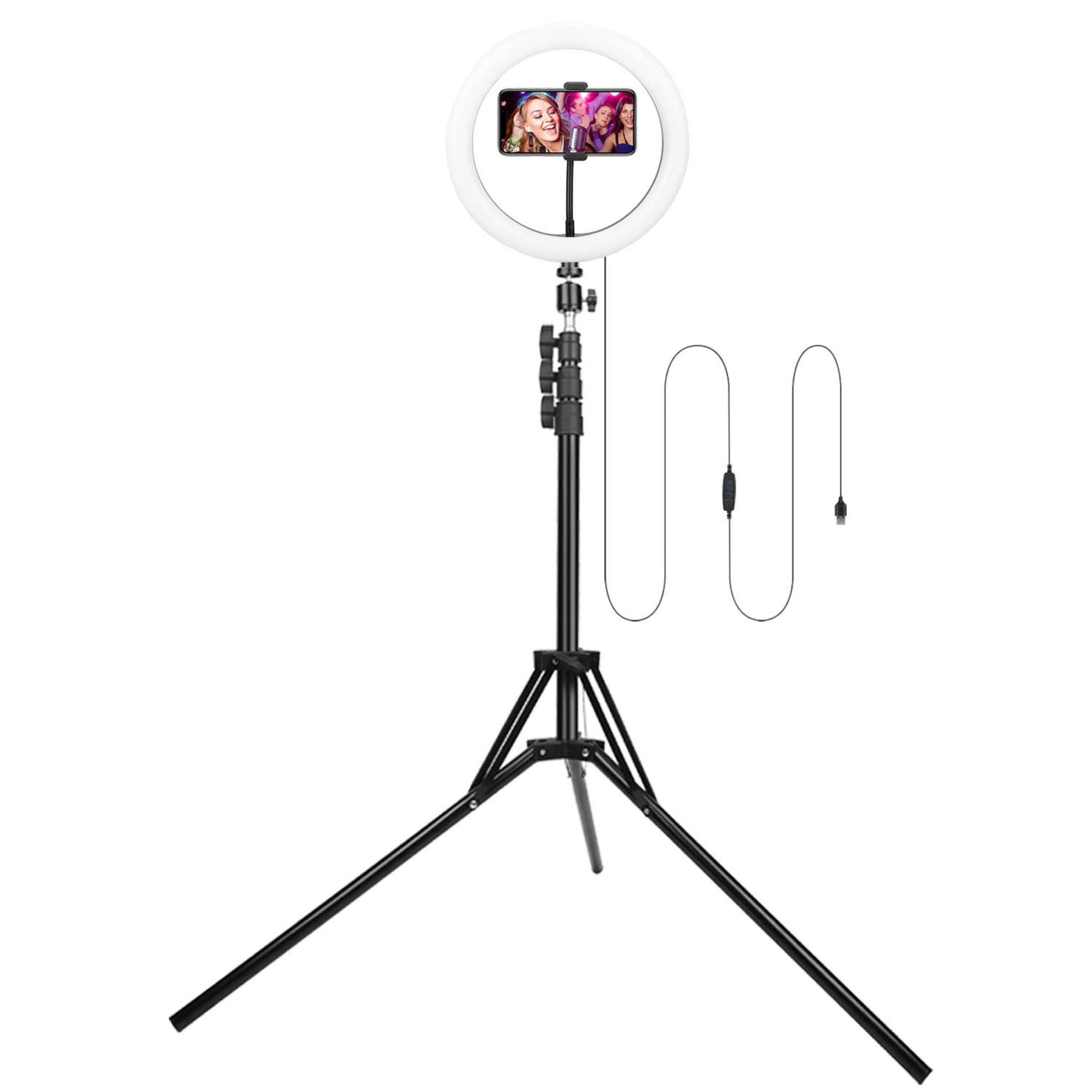 10in LED Selfie Ringlicht – dimmbar, 120 Leds, verstellbarer Stativständer, Handyhalterung – perfekt für YouTube Videos/Live Streams