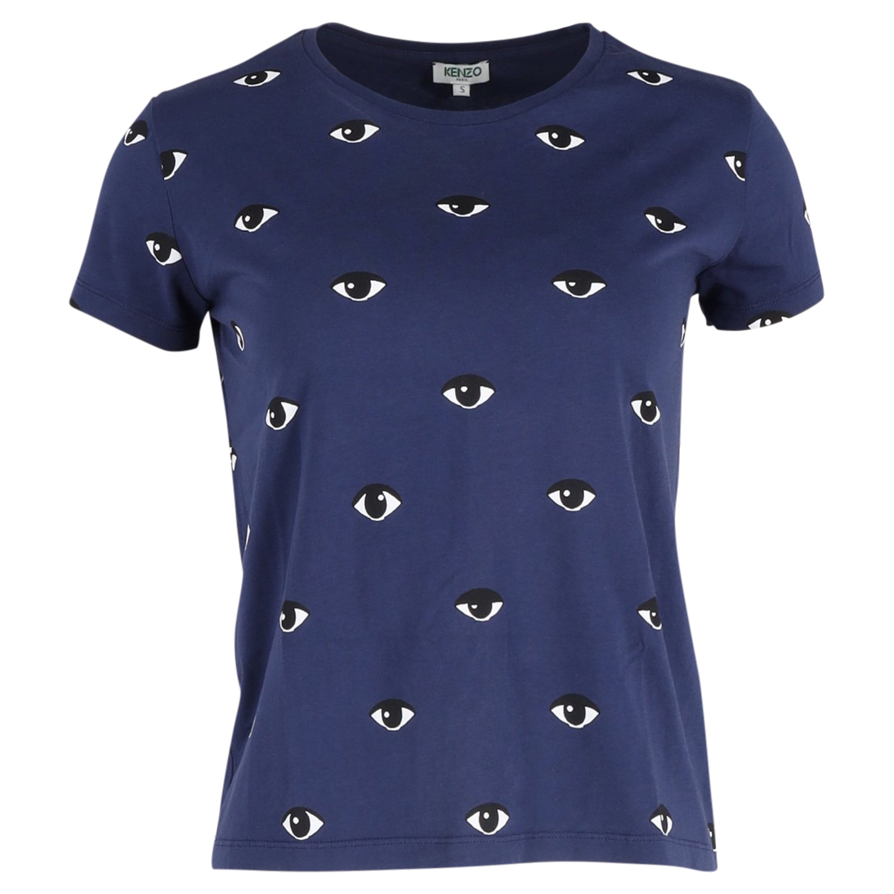 Kenzo Damen Augen rund Hals T-Shirt in blau Baumwolle