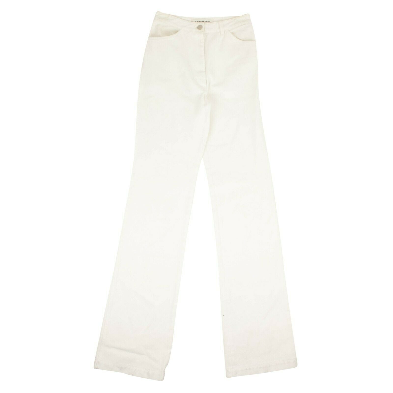 Weiße, mittelhohe, gerade Jeans aus Denim