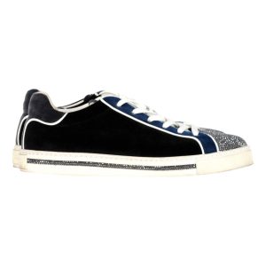 Rene Caovilla Lace Up Sneakers in schwarzem Samt