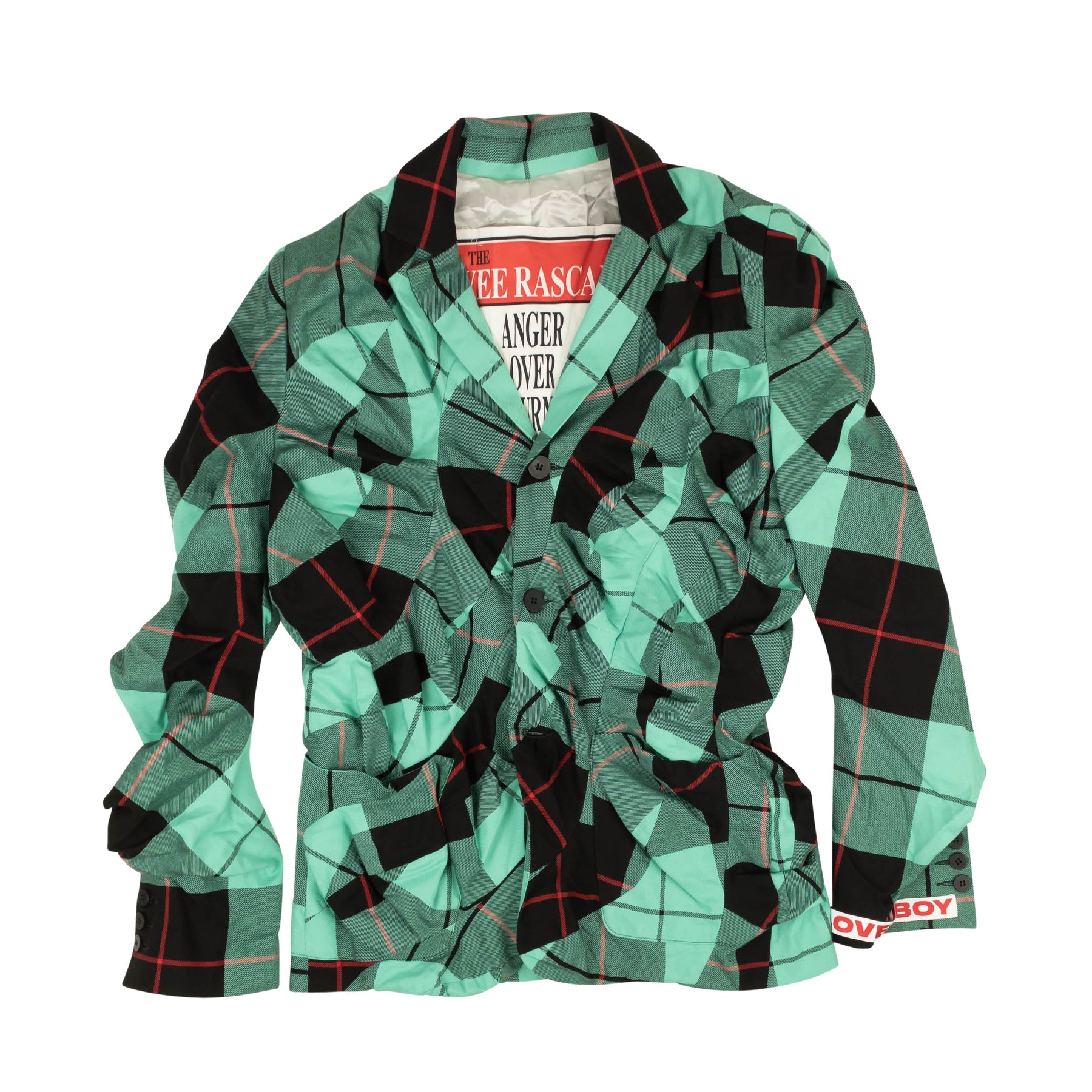 Charles Jeffrey Loverboy Tartan Wibble Anzug Jacke – Teal