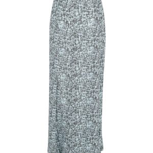 Acne Studios bedruckter Maxirock mit Schlitz in blauem Polyester