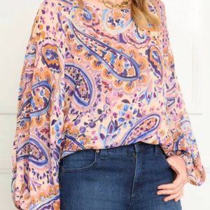 Blouson-Top für Damen mit Paisleymuster
