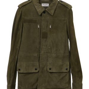 Saint Laurent Jacke in grünem Wildleder 7748652597308