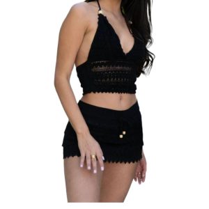 Cosmic – gehäkeltes Neckholder-Top in Schwarz – 7766595731516