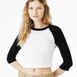 BELLA + CANVAS Damen Mikro Rippen Raglan Ärmel Baby T-Shirt
