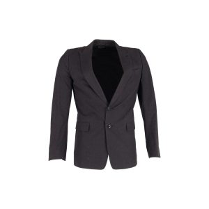 Dries Van Noten Einreihiger Blazer aus schwarzer Wolle 7748757291068