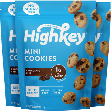 Highkey Keto Schokolade Chip Kekse, Low Carb Snacks Keto Lebensmittel zuckerfreie High Protein Keks mit Null Kohlenhydrate für gesunde Snack-Lebensmittel diabetische freundliche ketogene Produkte, (3 Packung)