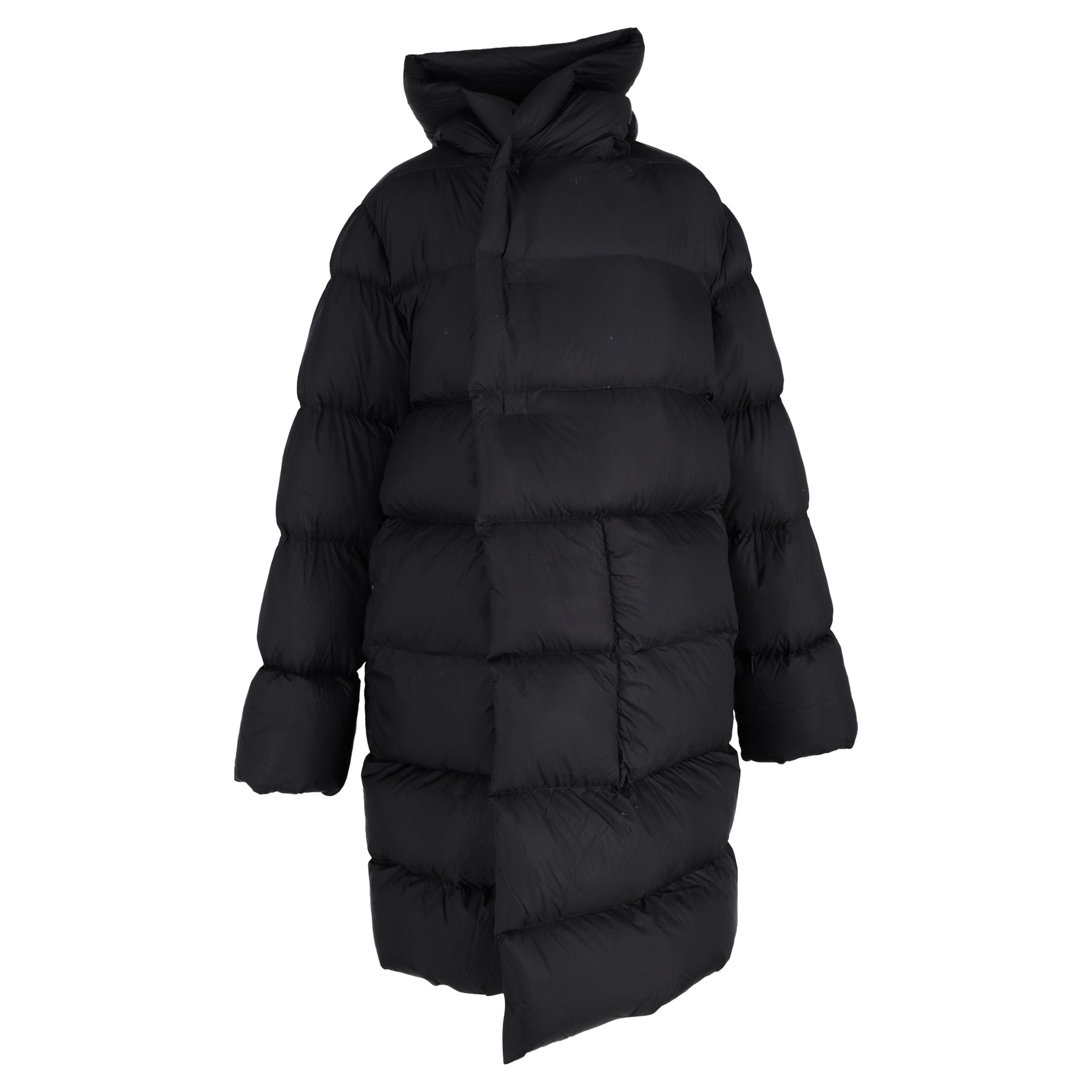 Rick Owens Kapuzenpuffer Mantel aus schwarzem Nylon 7748653023292
