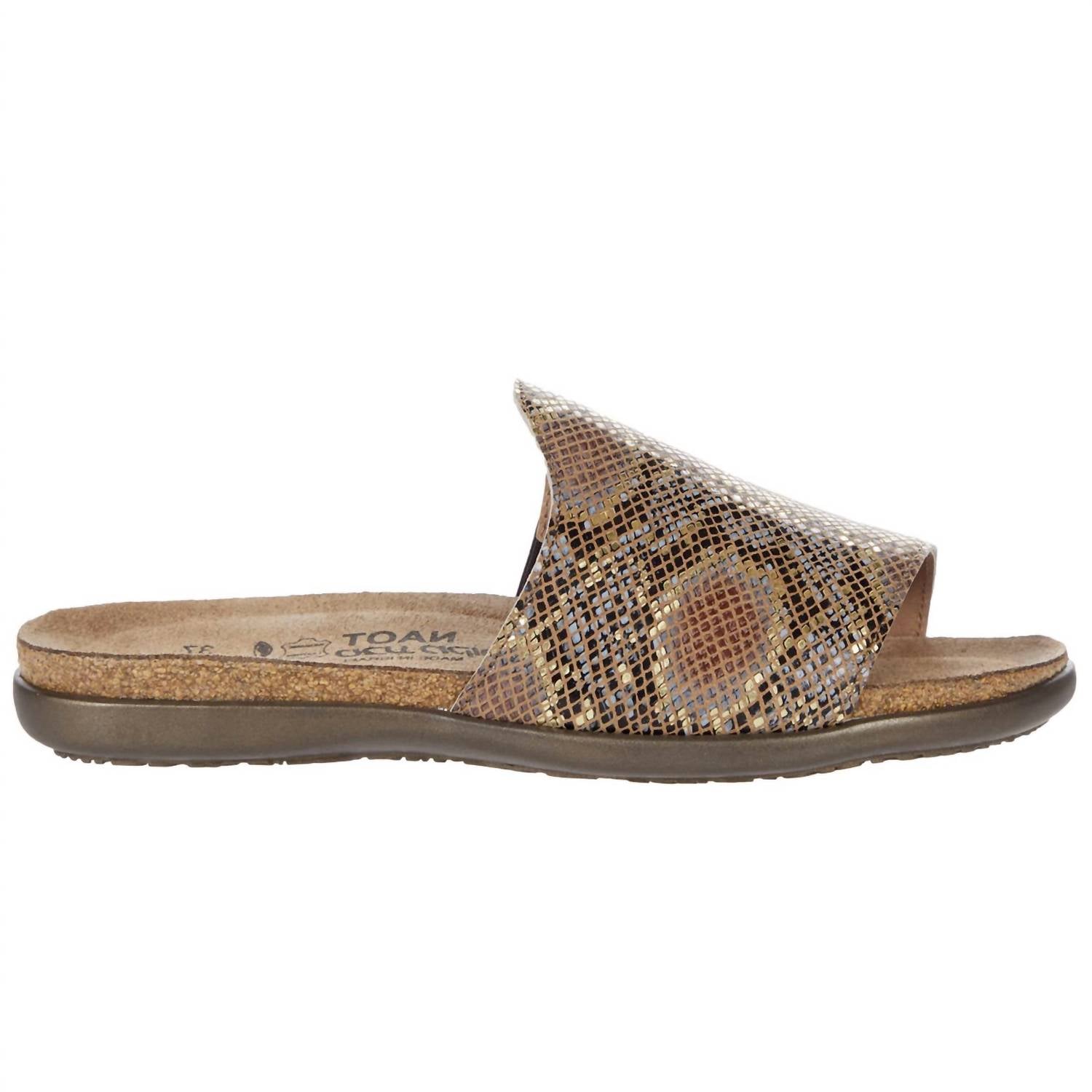 Damen Skylar Sandale in goldenem Python Leder