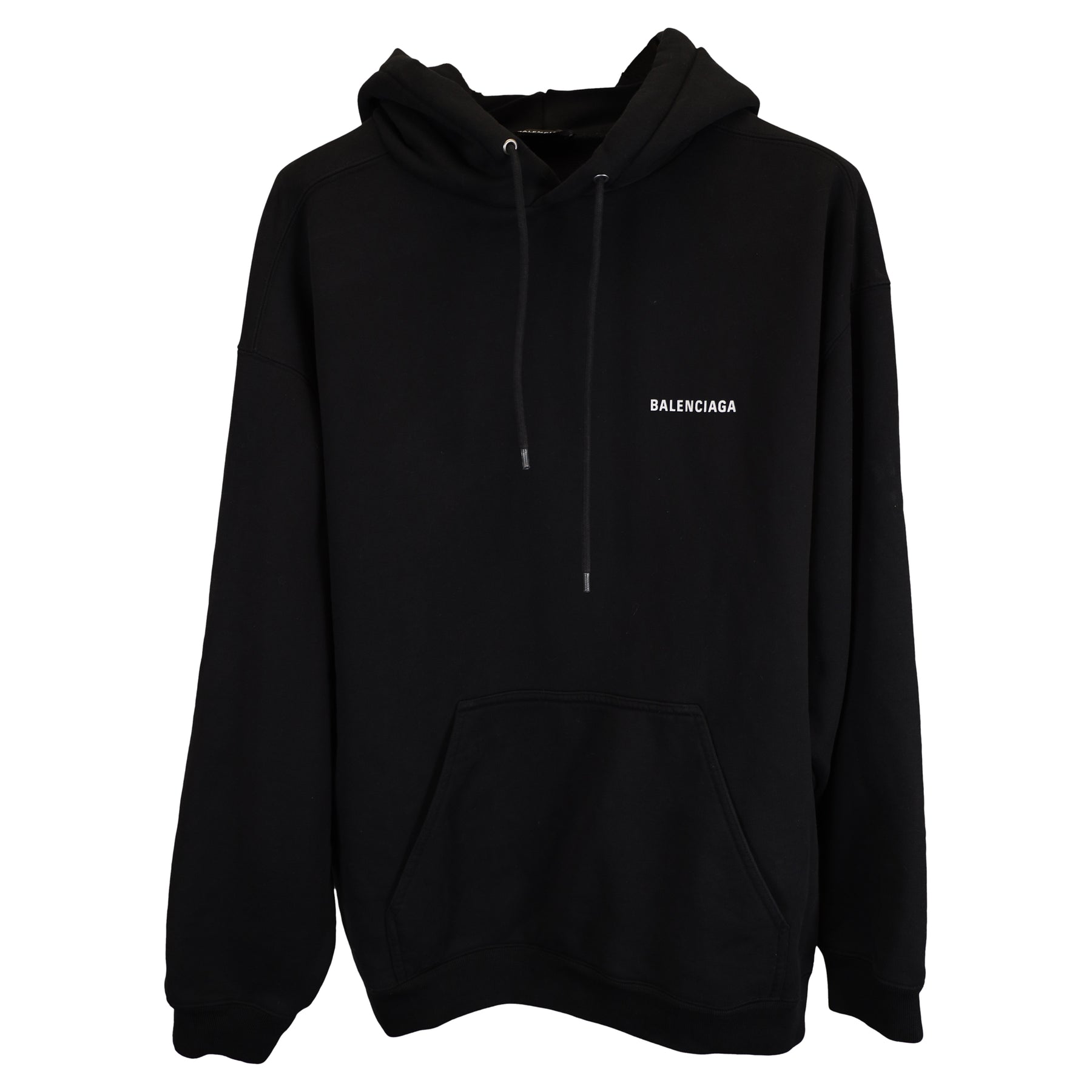 Balenciaga Terry Logo Pullover Kapuzenpullover aus schwarzer Baumwolle 7833167003708