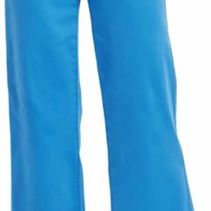hohe Taille Kontrolle Top breite Bein crop Jeans in Himmel blau – 7707829403708
