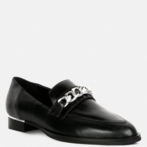 POLA Horsebit-Loafer aus schwarzem Leder