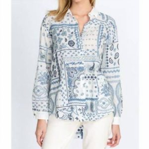 Vanya Schiffli Oversized Shirt in wht