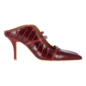 Malone Souliers Maureen Mules aus braunem Leder mit Krokoprägung