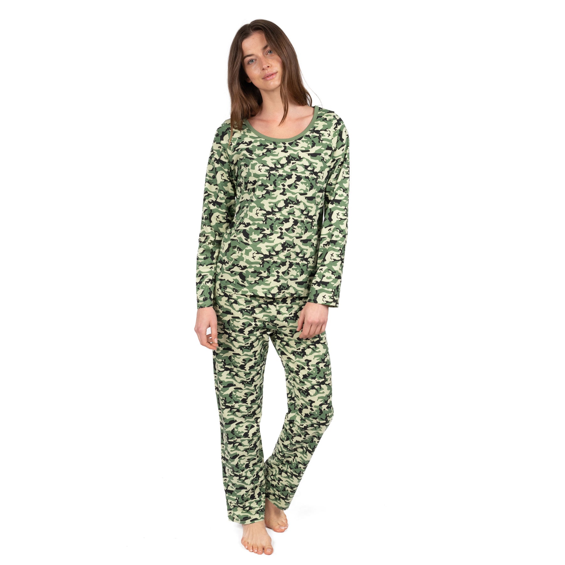 Damen zwei Stück Baumwolle lockere Passform Pyjamas Tarnung