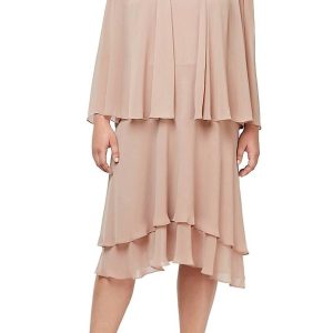 Sequin Shoulder Tiered Jacke Kleid in nackt