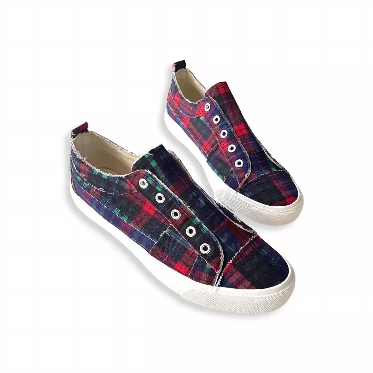 Damen Tartan babalu Sneakers in Marine Plaid 7765077688380
