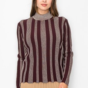 Burgundy Glow Stripe Strickpullover 7833106350140