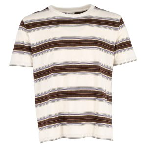 Saint Laurent gestreiftes T-Shirt aus brauner Baumwolle 7748671569980