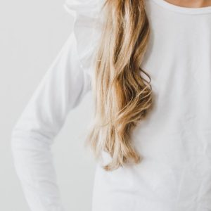 Weißes L/S-Rüschen-T-Shirt