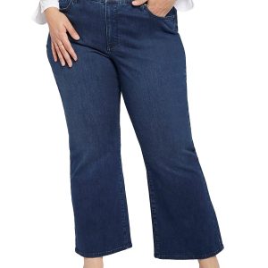 Plus Damen entspannte Passform dunkel waschen Flare Jeans