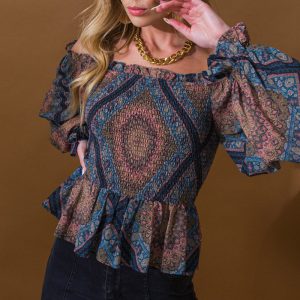 BOHO RAINBOW gewebte Oberteil
