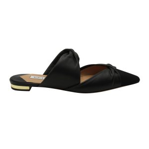 Aquazzura Twist Flat mules in schwarzes Leder 7703698669628