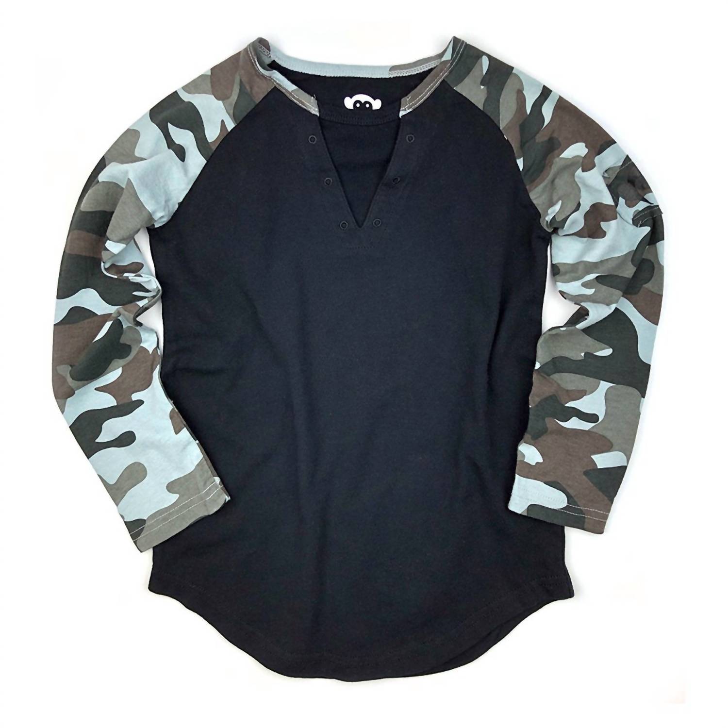 Baseball-T-Shirt für Jungen in Schwarz und Camo