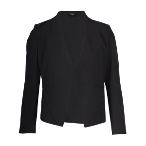 Theory Lanai Collarless Open-Front Blazer aus schwarzer Wolle 7748814241852