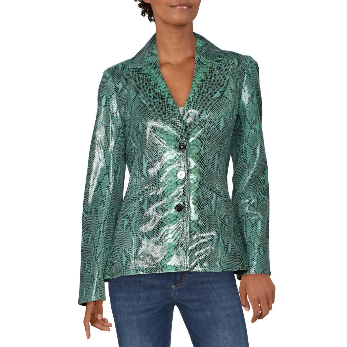 Snake Print Patent Lederblazer