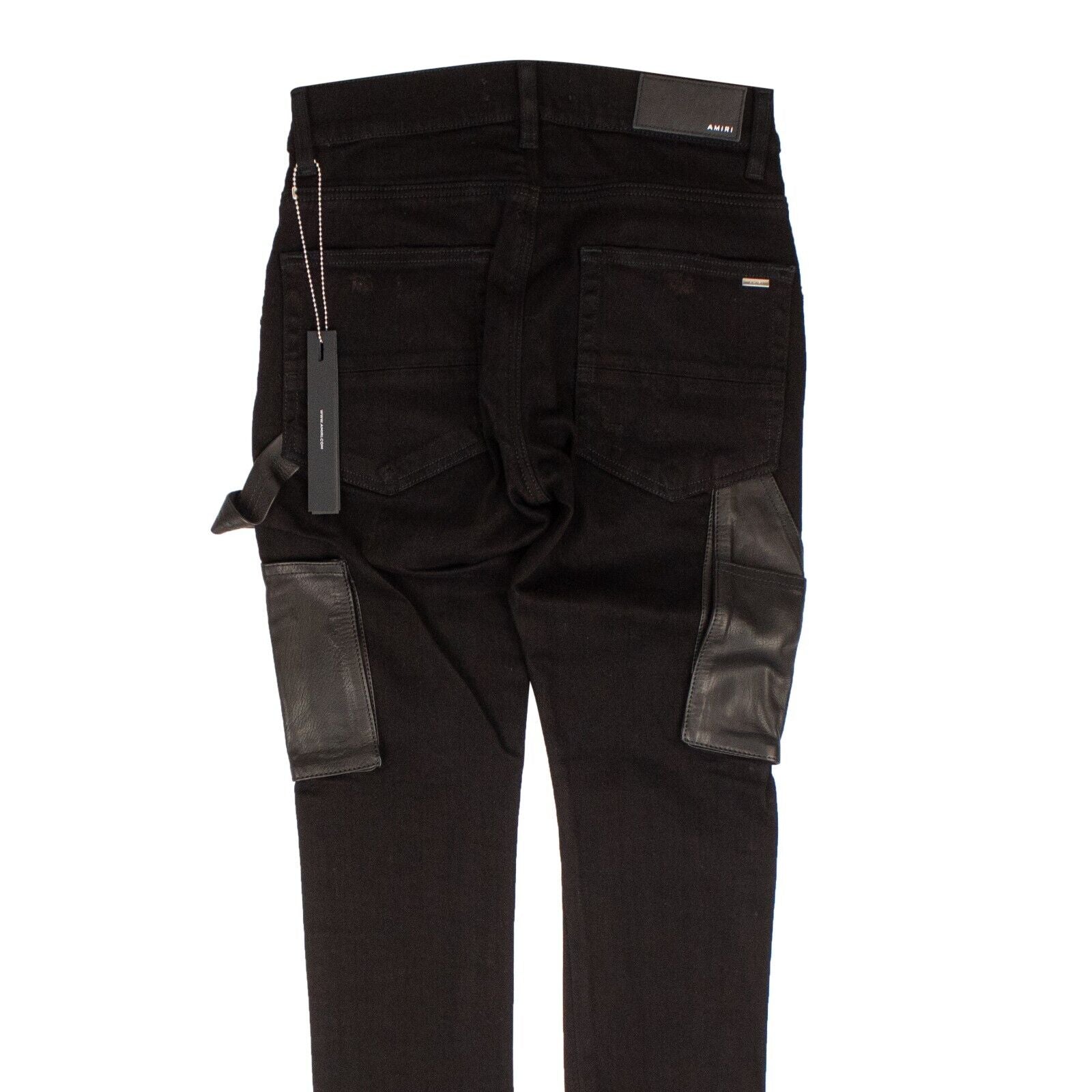 Arbeitshose aus schwarzem Denim-Leder
