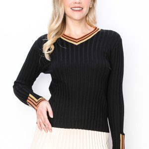 Vibrant Trim gerippter Pullover – 7833659539516