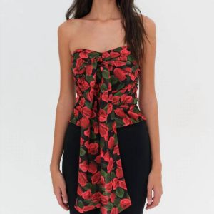 Abby Strapless Top in rot blumig 7749124980796