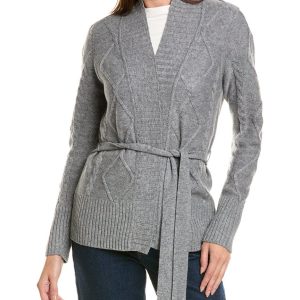 Forte Kaschmir gegurtet Kabelwolle & Kaschmir-Blech Strickjacke