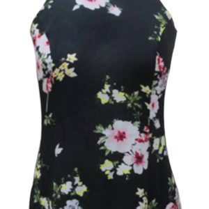 Kerri Florales Tanktop mit hohem Halsausschnitt in Schwarz