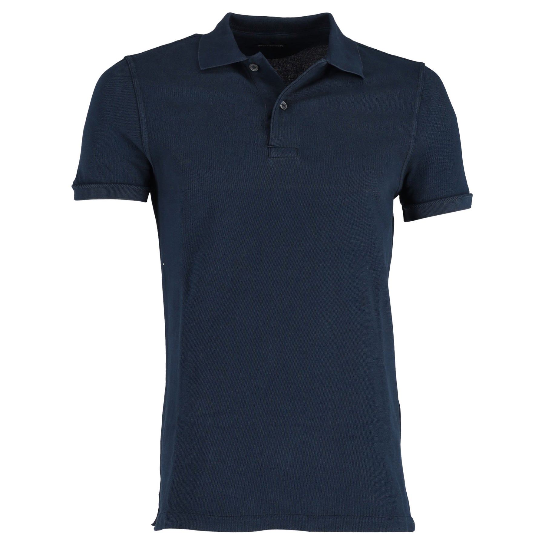 Tom Ford Poloshirt mit Knöpfen aus marineblauer Baumwolle