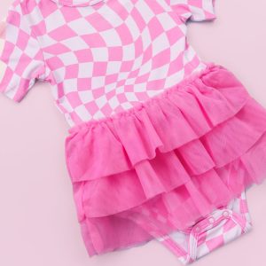 BUBBLEGUM WAVY CHECKERS DREAM TUTU Body Kleid