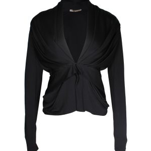 Balenciaga 2009 – plissierte Abendjacke aus schwarzem Rayon – 7703680221244