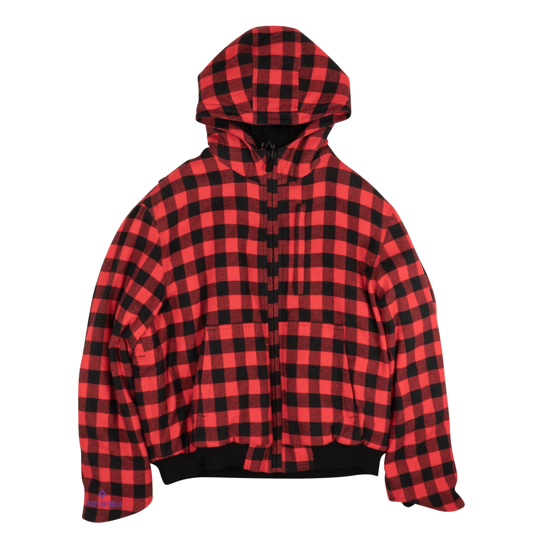 Rot karierte Fleece-Grafikjacke
