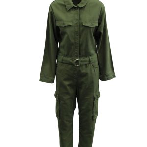 Maje Twill Jumpsuit in grüne Baumwolle 7833176309820