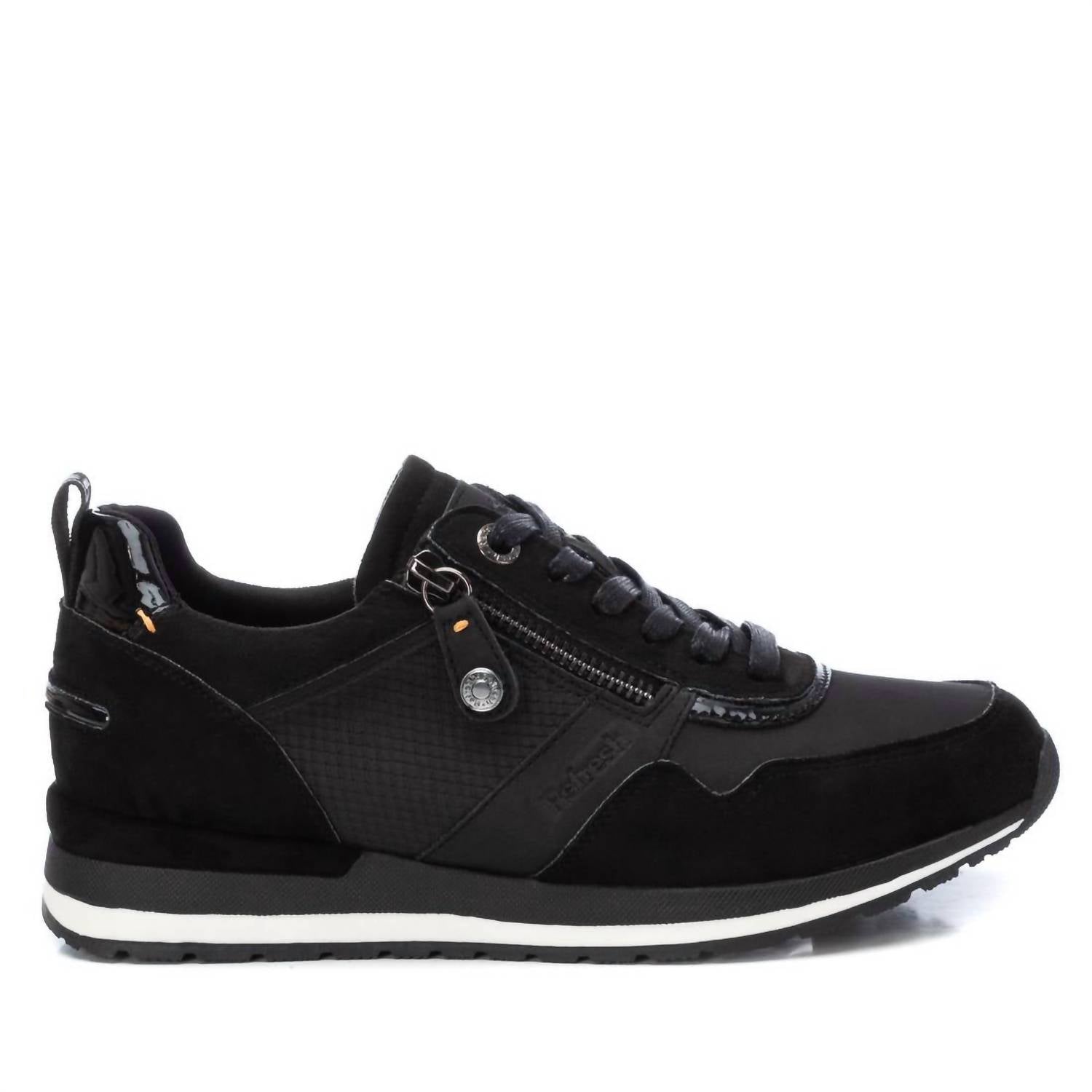 Damen verstellbare Schnürsenkel Sneakers in schwarz 7764983447612