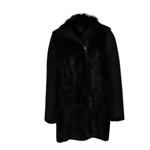 Maje langer Wintermantel in schwarzem Fell 7766542286908