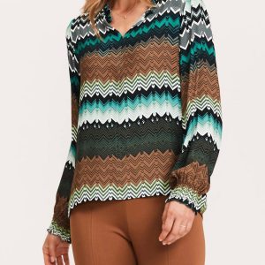 Alicia Crepe Chevron Bluse in multi