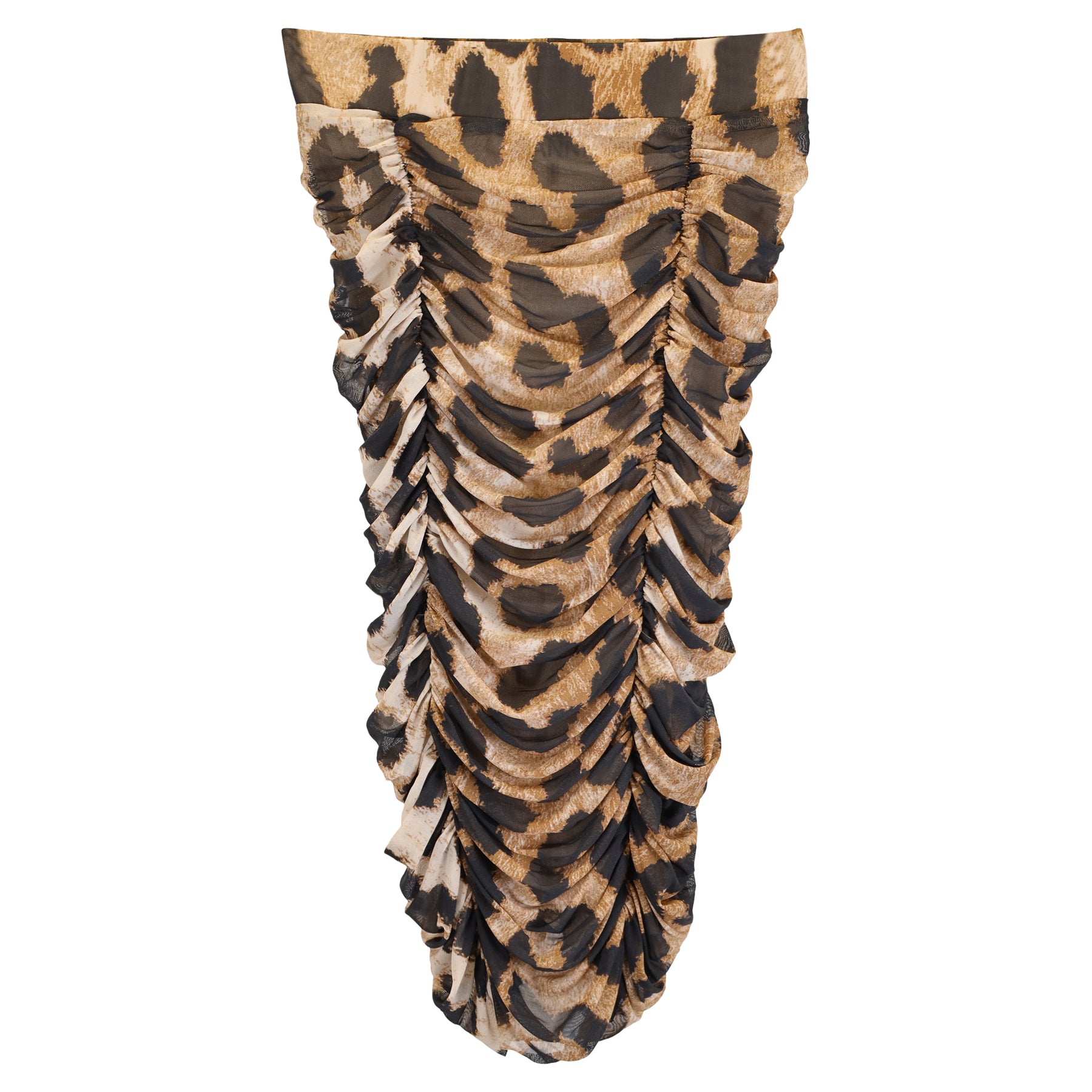 Ganni geraffter Leoparden-Print Midi Mesh Rock aus braunem Polyester 7833197150268