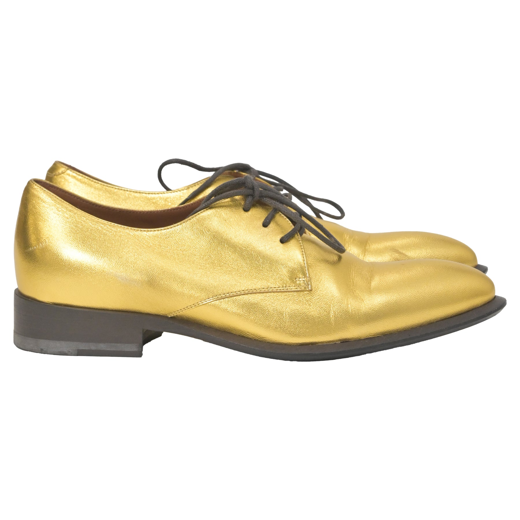 Celine mit Schnürung oxford Schuhe in Metallic Gold Leder