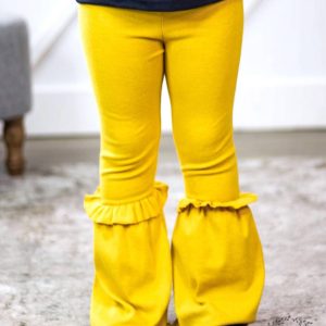 Mädchen räuchern meine Federn Flare Hosen mit Rüschen in gelb