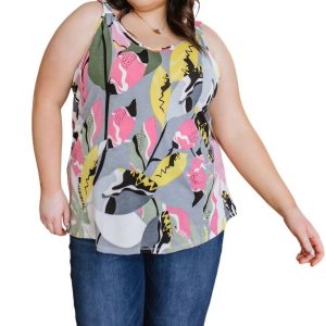 Work Of Art Blumen-Tanktop in Grau 7732482506812