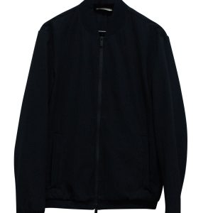 Armani Seersucker Bomber Jacke aus Marineblau Baumwolle 7766496673852